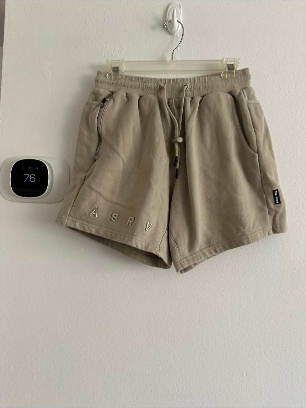 ASRV Beige Drawstring Athletic Shorts